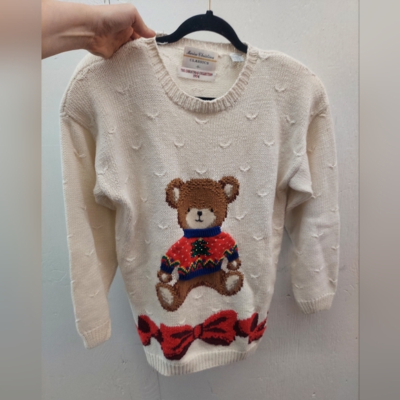 Marisa Christina Classics Vtg 1994 Holiday Teddy Bear Cotton Blend Knit Sweater - Picture 16 of 16